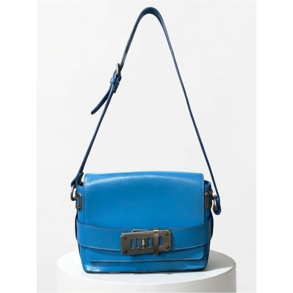 ETRO Blue Leather Belted Push-Lock Shoulder Bag - Rare 2014 Italy Authentic!